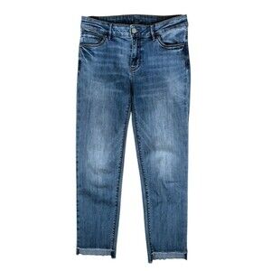 White House Black Market The Straight Crop Jeans Women's Size 4 Raw Hem Midrise